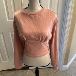 Topshop Blush Pink Long Sleeve Cropped  Sweatshirt